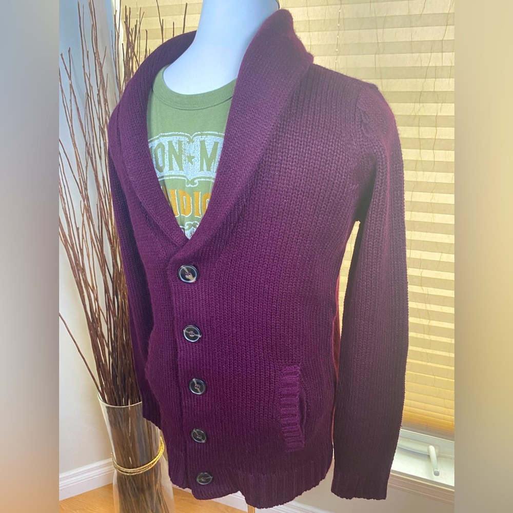 Forever 21 Men’s Knit Button Up Maroon Cardigan